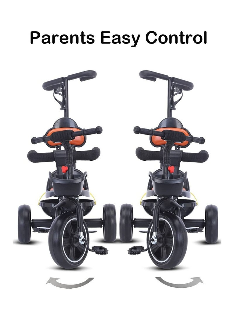 Children's Tricycle, Kids Ride On Push Cycle with Pushing Bar(Blue)