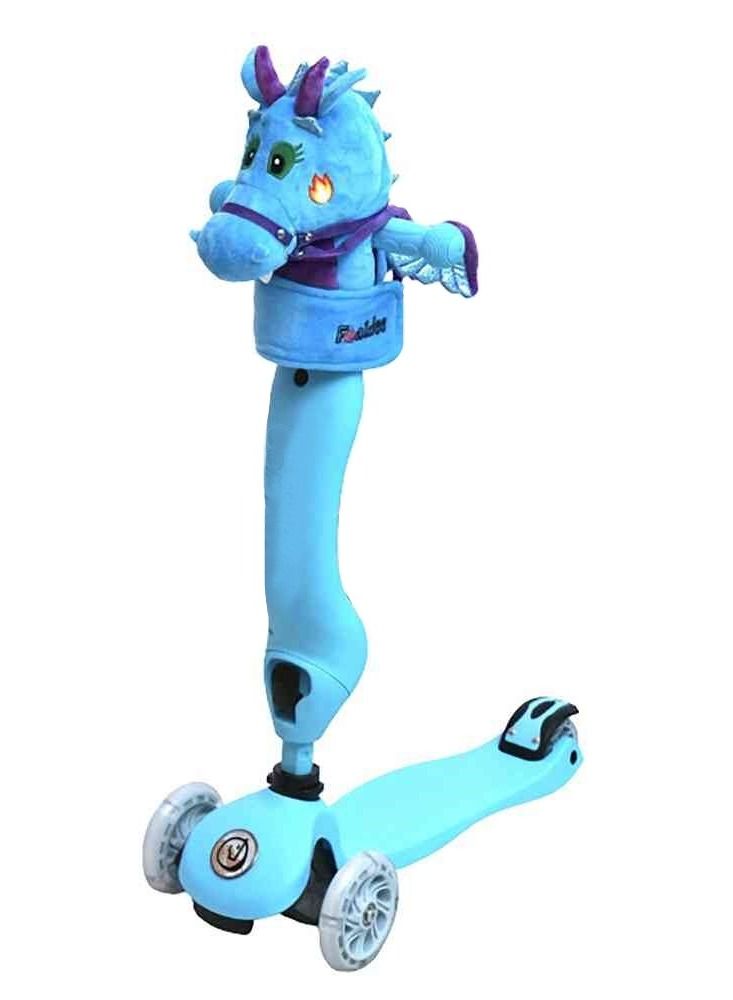 2 in 1 Blue Scooter with Unicorn Head for Kids