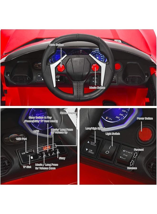 Tuskan Rechargeable Battery Operated Car For Kids Ride On Baby Car With Remote Music Led Light Kids Car Electric Car Battery Operated Ride On Car For Kids 2 To 6 Years Boys Girls Red