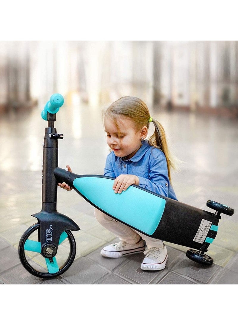 3 In 1 Convertible Tricycle Balance Bike Kick Scooter For Kids Blue