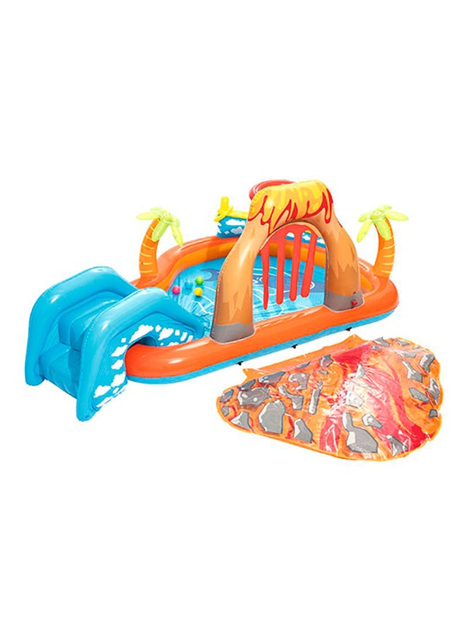 H2Ogo Lava Lagoon Play Center Kids Lightweight Toy Outdoor Inflatable Pool - 1 Pool, 1 Slide, 1 Water Blob, 1 Inflatable Ring, 4 Play Balls, Repair Patch 265x265x104cm