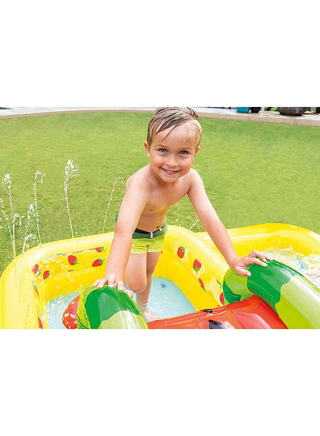 Inflatable Printed Unisex Fun N Fruity Play Center Swimming Pool With Water Slide, Splash Summer Fun Water Play Includes Drain Plug And Repair Patch 244x191x91cm