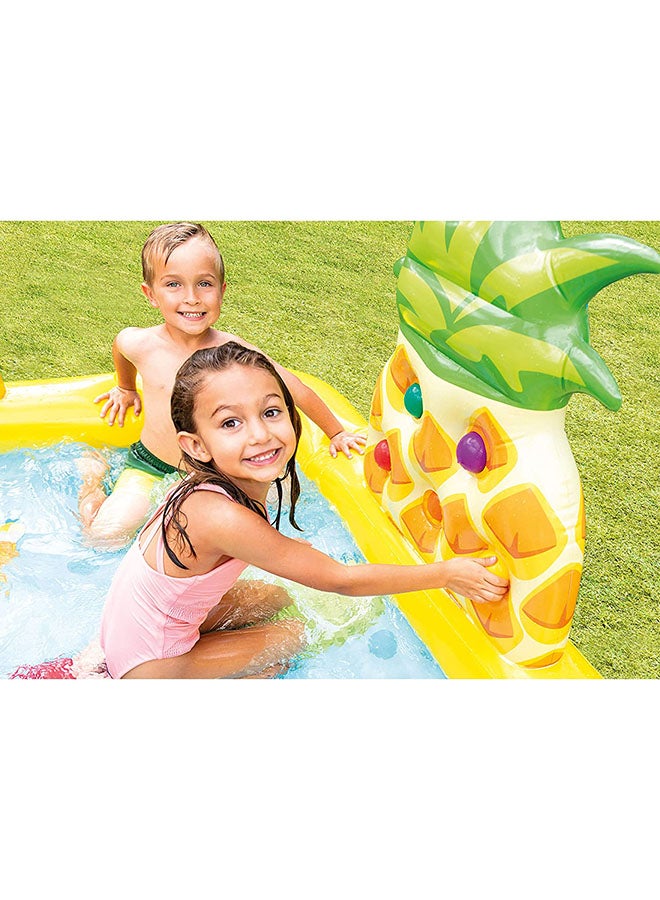 Inflatable Printed Unisex Fun N Fruity Play Center Swimming Pool With Water Slide, Splash Summer Fun Water Play Includes Drain Plug And Repair Patch 244x191x91cm