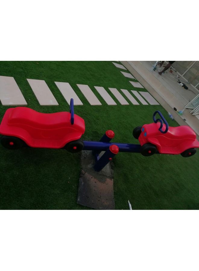 Children Outdoor Playground Equipment Car Shape Two Seater Seesaw For Kids