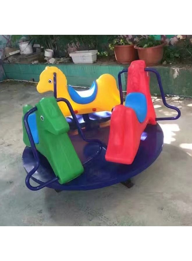 Outdoor Turntable Playground Equipment Merry-Go Round Multi-color Horse Shape Seat