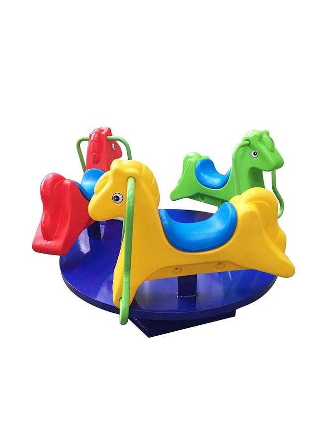 Outdoor Turntable Playground Equipment Merry-Go Round Multi-color Horse Shape Seat