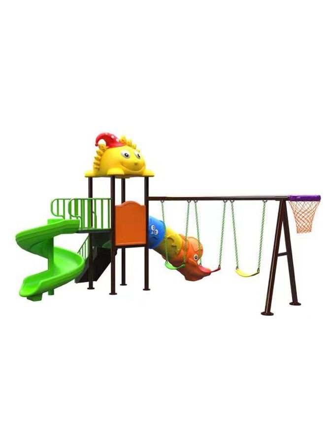 Kids Outdoor Swing Slide Playset Plastic Commercial Basketball Hoop Playground Equipment Backyard