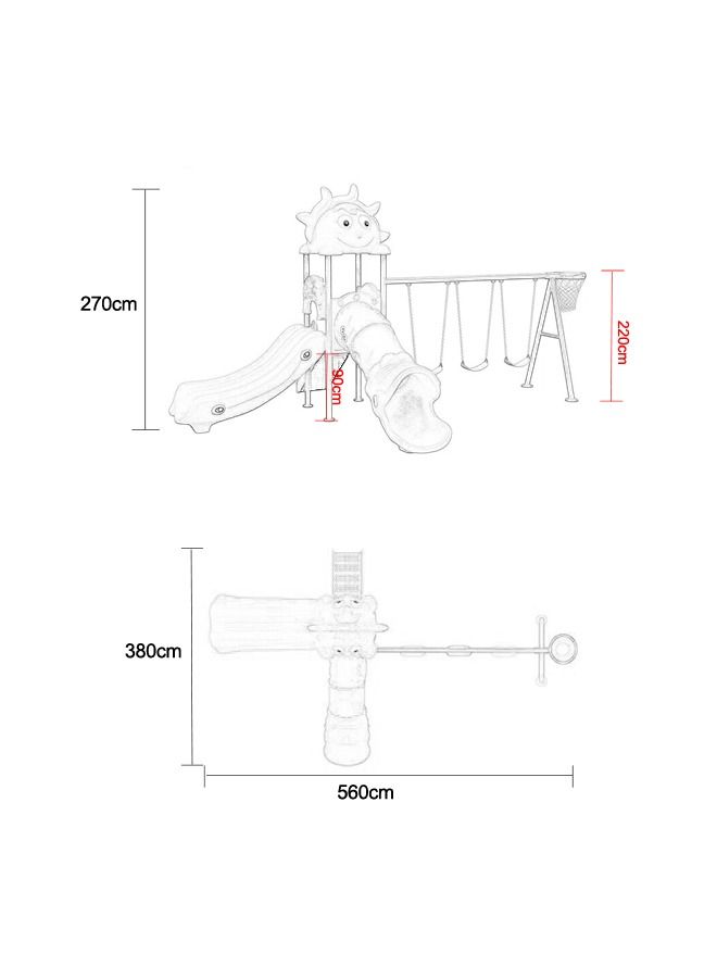 Outdoor Combination Children Climbing Swing Slide Playground Equipment With Basketball Hoop