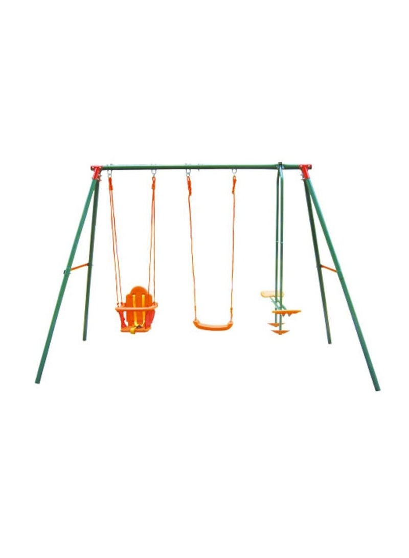 Outdoor Steel Swing Set With 3 Seats