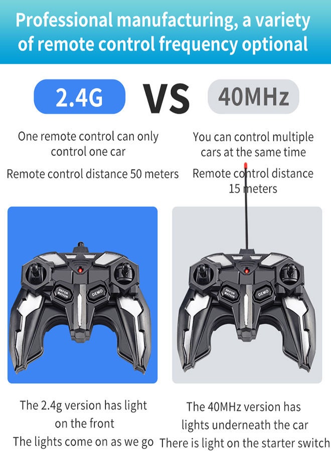 FM Red Remote Control Car Transform Robot RC Car with 2.4g Version And One Button Transforming 360 Degree Rotation Drifting Ideal Car Scale and Birthday Gift Toy