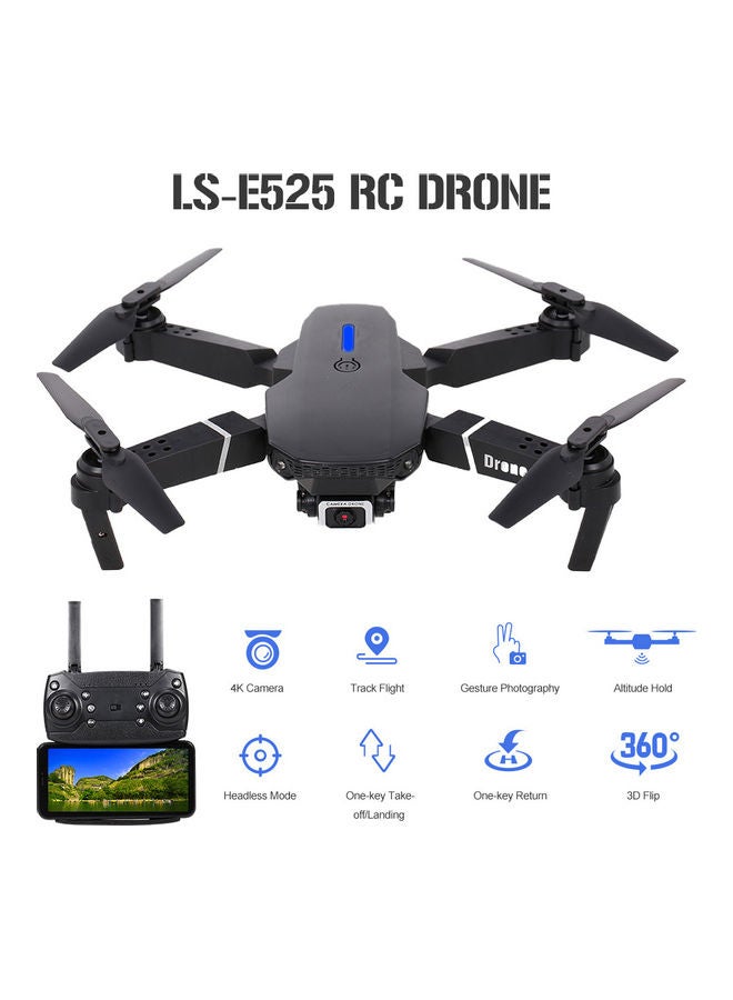 LS-E525 RC Drone with Camera 4K Camera WiFi FPV Drone Headless Mode Altitude Hold Gesture Photo Video Track Flight 3D Filp RC Qudcopter with 3 Batteries Black