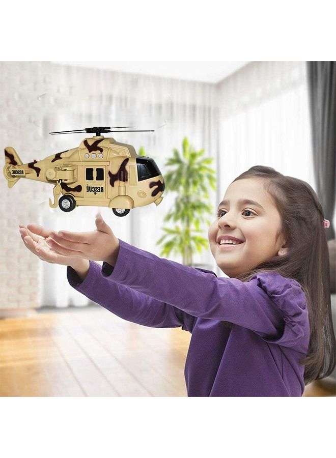 Military Helicopter Toy with Music, Lighting and Projection,1:16 Model, Inertial Power Run-Up,Rescue Basket,Liftable Rescue Rope,Good Present for kids