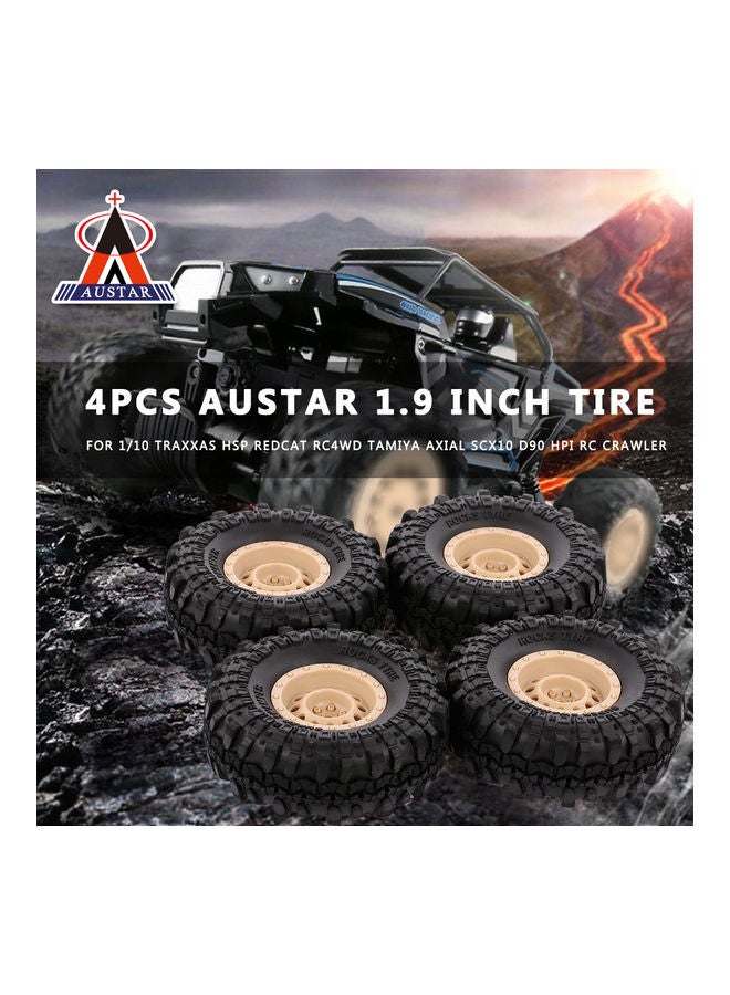 4-Piece Austar 110mm 1.9 Inch Rim Rubber Tyre Tire Wheel 22 x 4 x 22cm
