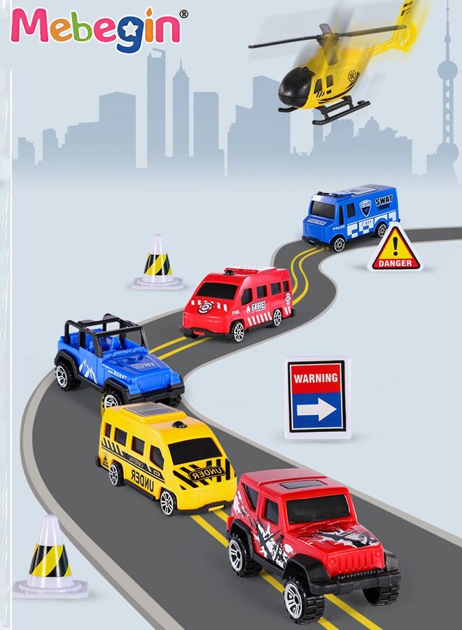 Vehicles Toy Set for Boys 17 Pcs Engineering Die-cast Construction Car with Music and Light Friction Powered Cars with Double Side Storage Carrier Truck Birthday Gift for Kids Age 3+