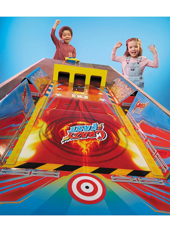 My First Cars Crazy Fast 4-in-1 Dunk’n Stunt’n Game’n Set with One Exclusive Pullback Toy Car Vehicle Goes up to 50ft