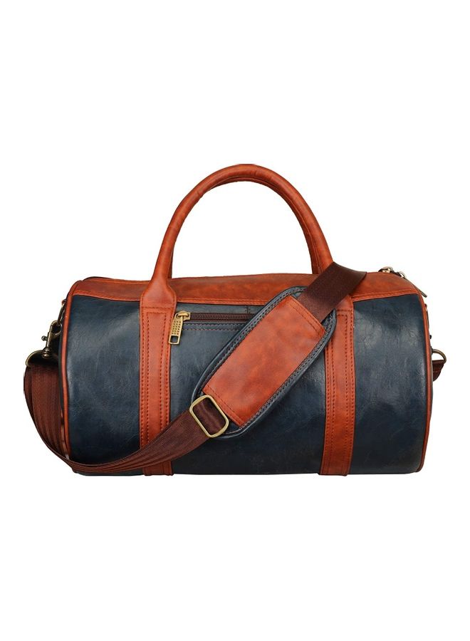 Duffle Luggage Bag PU Leather Blue/Brown