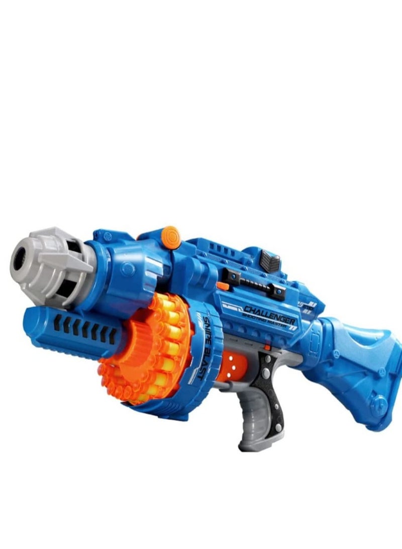 Electric full-automatic shooting toy gun with long range and harmless foam bullets and changeable battery