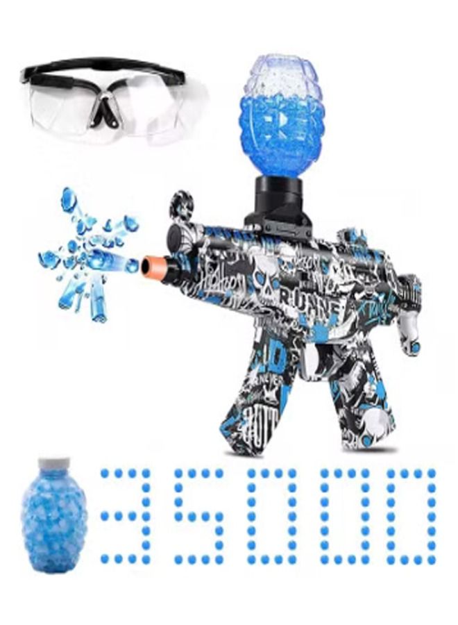 MP5 Shape Electric Automatic Hydrogel Balls Blaster Gun with Safety Goggles and 35000 Gel Balls for Outdoor Activity