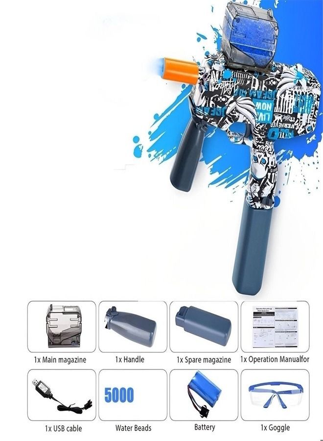 MP9 Shape Electric Automatic Hydrogel Balls Blaster Gun with Safety Goggles and 5000 Gel Balls for Outdoor Activity