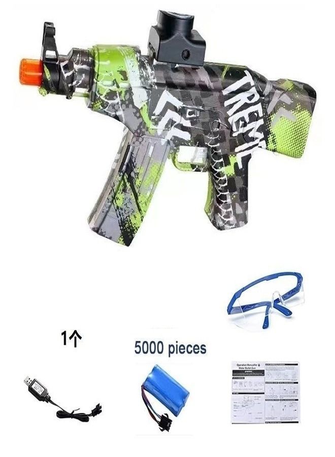 AK 47 Shape Electric Automatic Hydrogel Balls Blaster Gun with Safety Goggles and 5000 Gel Balls for Outdoor Activity