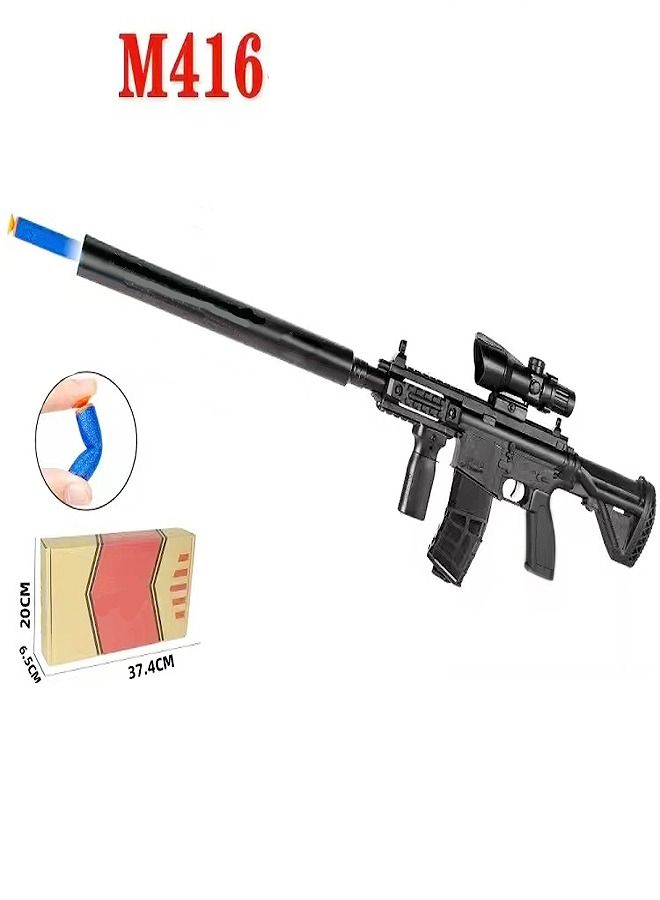 M416 Electric Burst Soft Bullets Gun Assault Rifle Toy Gun with Silencer Scope Vertical Grip Accessories for Outdoor Play Shooting Games Birthday Gift