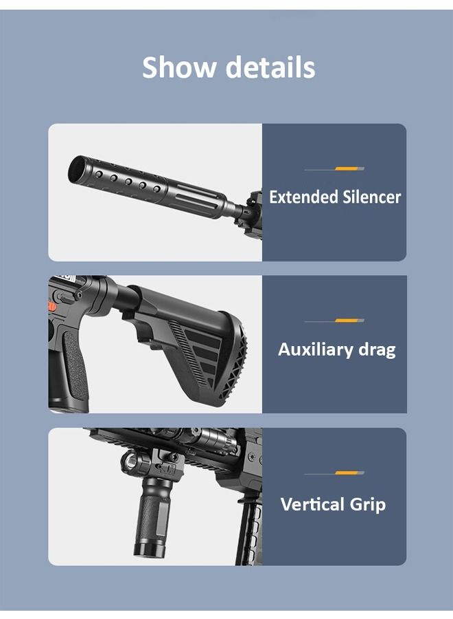M416 Electric Burst Soft Bullets Gun Assault Rifle Toy Gun with Silencer Scope Vertical Grip Accessories for Outdoor Play Shooting Games Birthday Gift