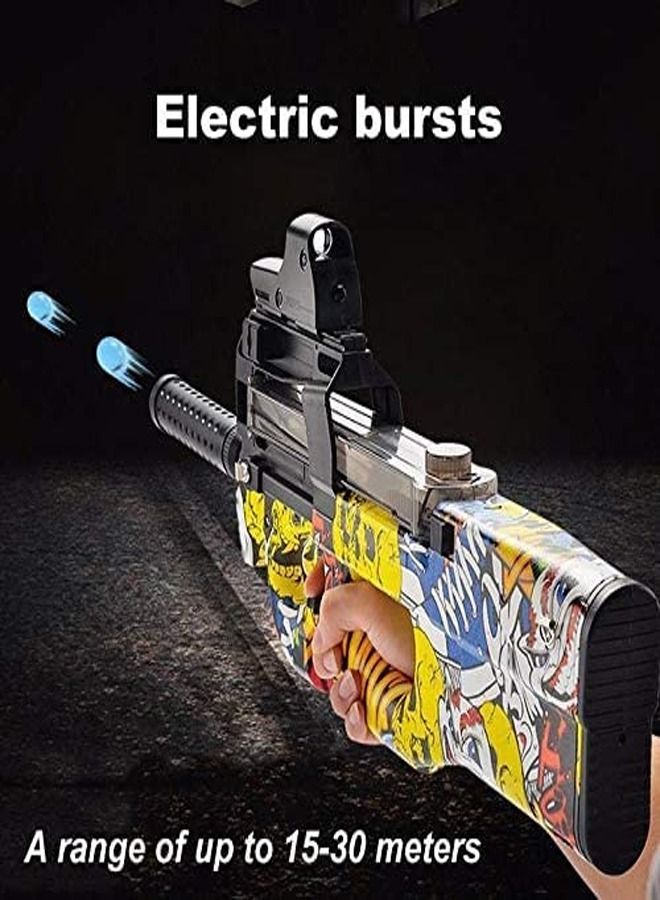 P90 Shape Graffiti Edition Electric Automatic Hydrogel Balls Blaster Gun with Safety Goggles for Outdoor Activity