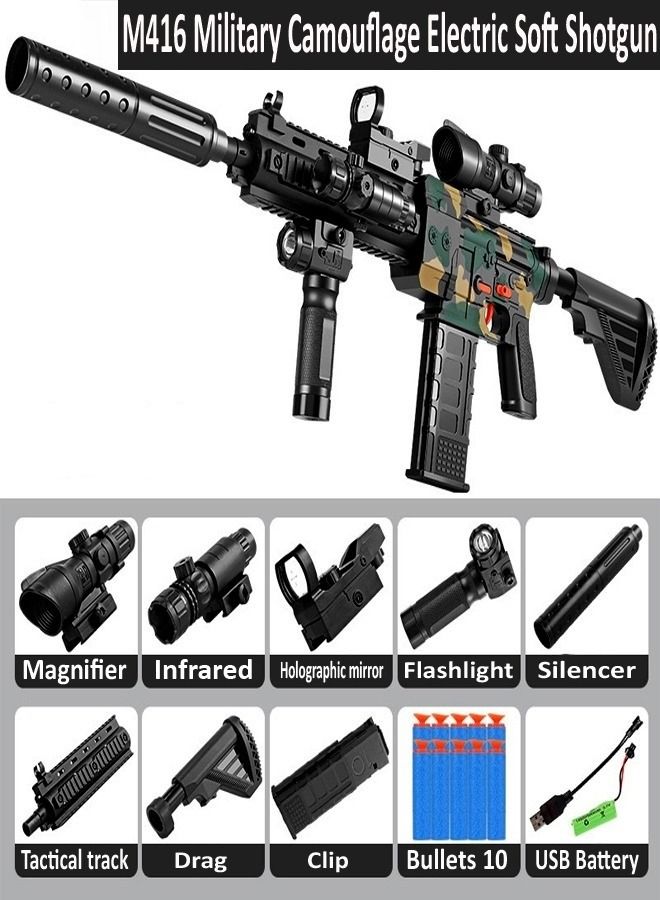 M416 Camouflage Electric Burst Soft Bullets Assault Rifle Gun for Outdoor Play