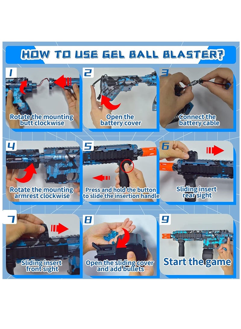 Electric Gel Ball Blaster Splatter Blaster Ball with 40000 Water Gel Balls High Performance Backyard Fun Outdoor Activities Shooting Game Toy Gift for Boys and Girls and adults