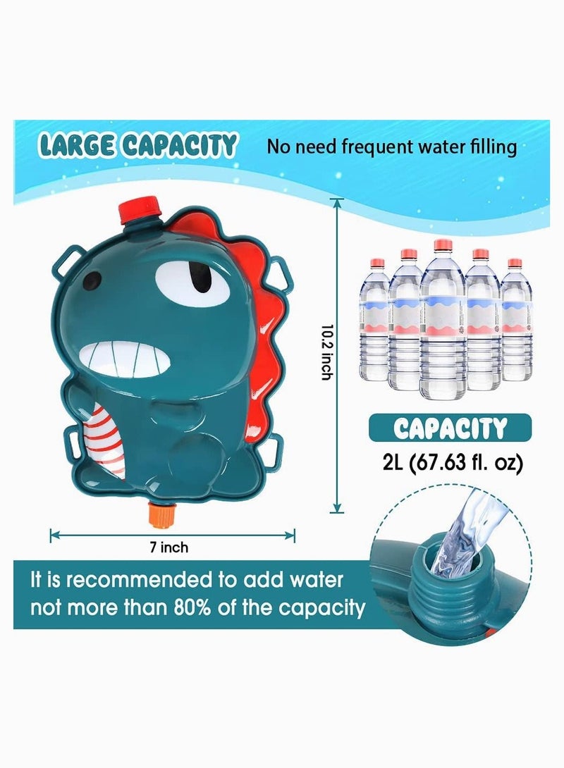 Water Gun for Kids, Backpack Water Gun with 2L High Capacity Tank Adjustable Straps, Kids Summer Pool Beach Sand Outdoor Water Fighting Play Toys Summer Outdoor Water Spray Pull Toy (Green Dinosaur)