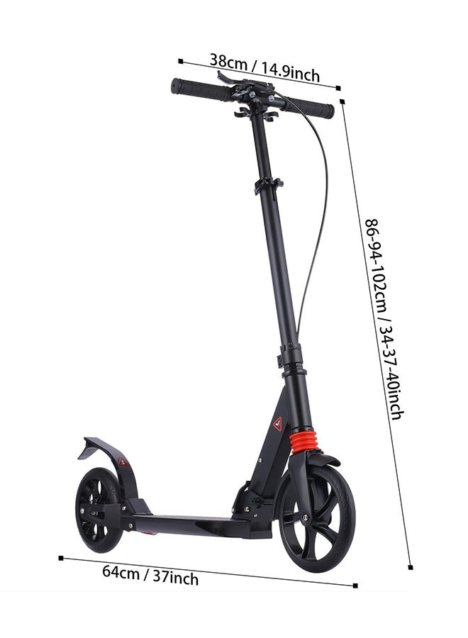 2-Wheeler Foldable Runner Kick Manual Scooter With 3 Adjustable Height Black 55x12x20cm