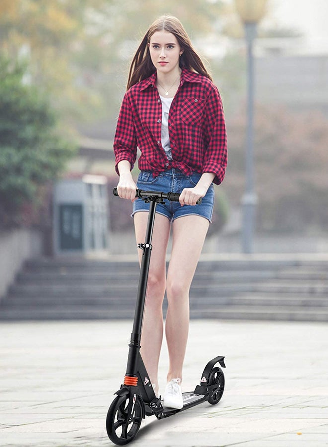 2-Wheeler Foldable Runner Kick Manual Scooter With 3 Adjustable Height Black 55x12x20cm