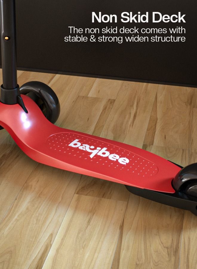 Alpha Skate Scooter For Kids 3 Wheel Kids Scooter With Foldable 4 Height Adjustable Handle Baby Scooter With Led Pu Wheels Smart Kick Scooter For Children'S 3 To 10 Years Boys Girls Red