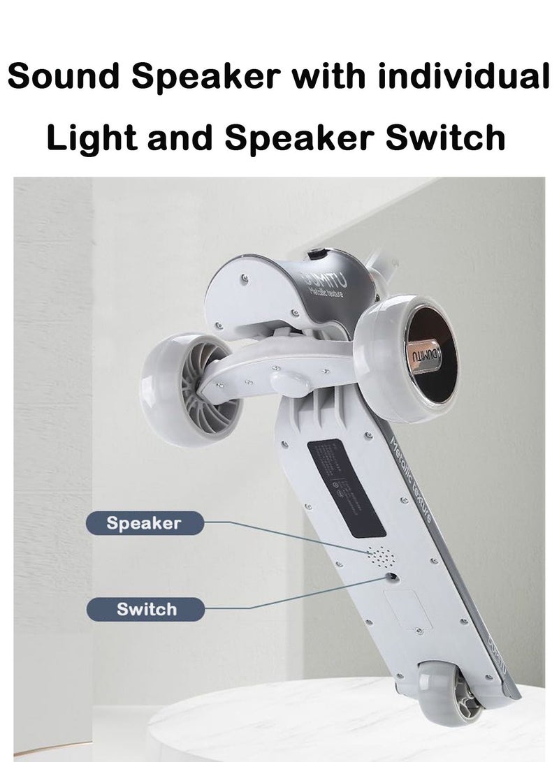 Kids Kick Scooter 5 in 1 Foldable Scooter with 3 LED Light Wheels and Seat, Safety LED Light and Kids Music