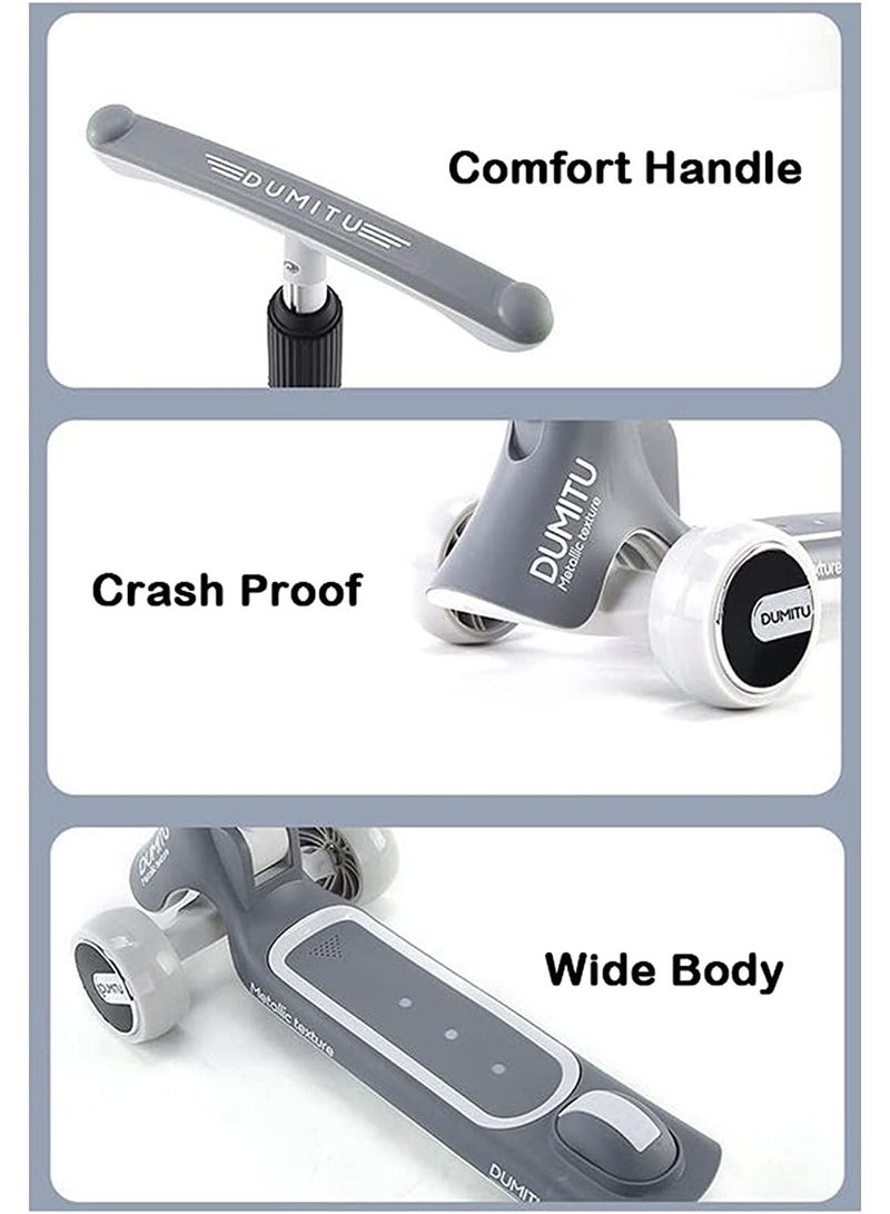 Kids Kick Scooter 5 in 1 Foldable with 3 LED Light Wheels Seat and Kids Music(Pink)