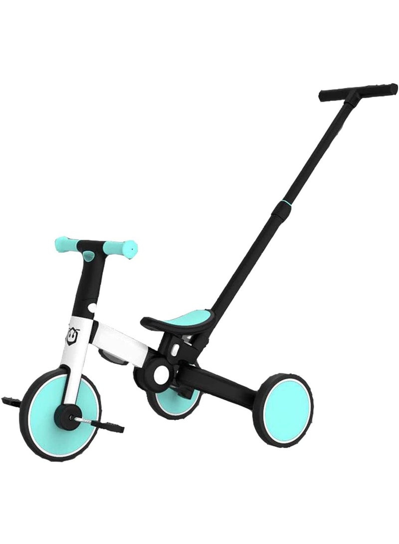 Kids Push Tricycle 4 in 1 Toddler Bike Children Balance Bike Push Bicycle Pedal Trike Bike (Blue)