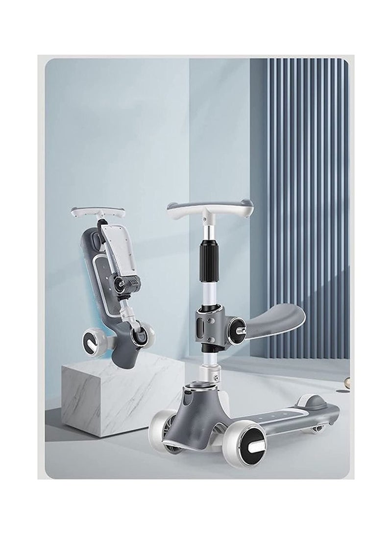 Kids Kick Scooter 5 in 1 Foldable Scooter with 3 LED Light Wheels and Seat, Safety LED Light, and Kids Music