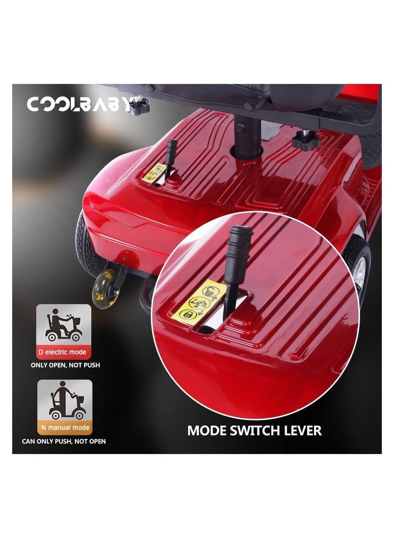 4 Wheels Electric Folding Mobility Scooter Portable Electric Wheelchair Scooter For Adult and Elderly- RED