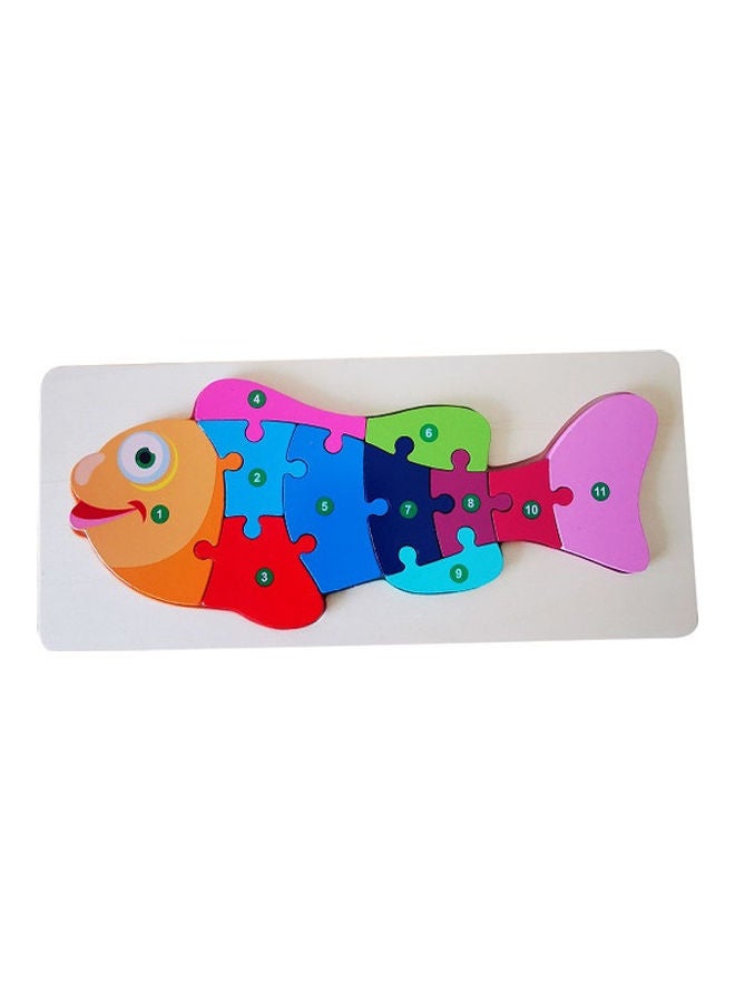 Children's Educational Wooden Fish Shape Jigsaw Puzzle Toy 22cm