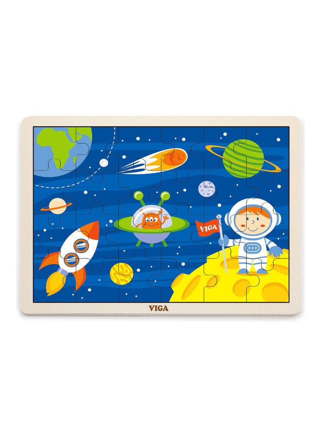 24-Piece Space Wooden Jigsaw Puzzle with Baseplate