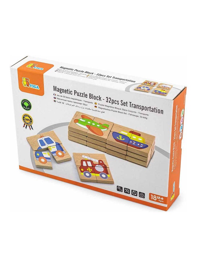 32-Piece Transportation Magnetic Puzzle Block Set