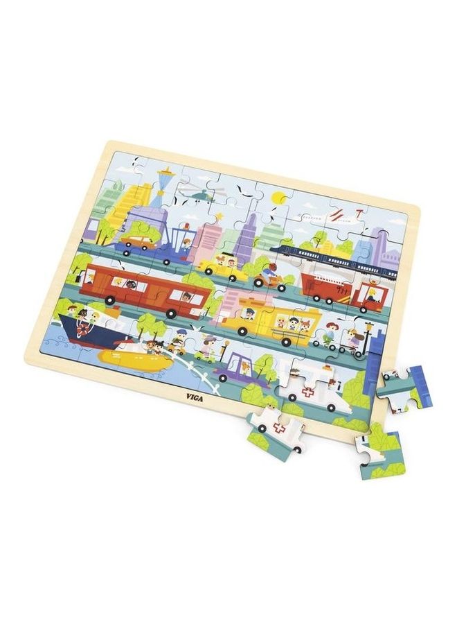 48-Piece Wooden City Transportation Puzzle Set