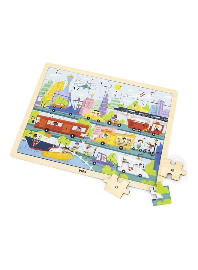 48-Piece Wooden City Transportation Puzzle Set