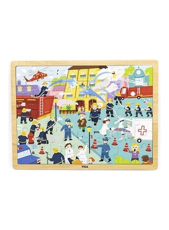 48-Piece Wooden Fire Fighting Puzzle Set