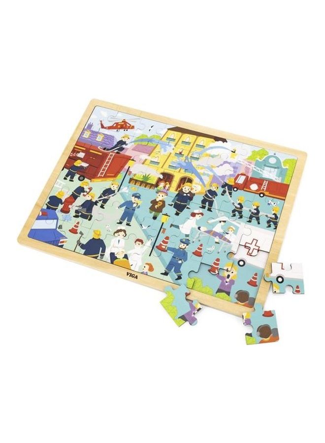 48-Piece Wooden Fire Fighting Puzzle Set