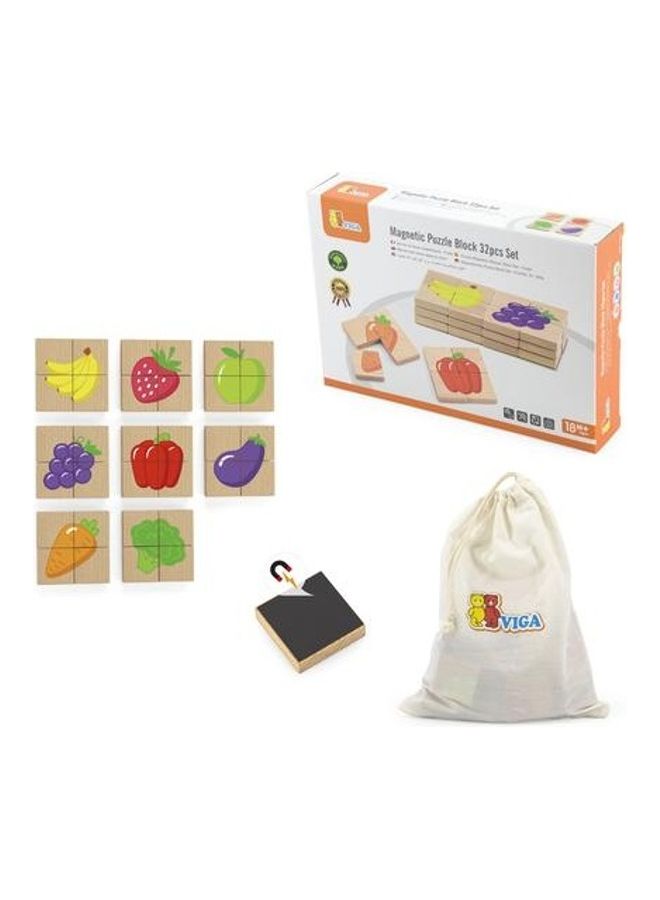 32-Piece Fruits Magnetic Puzzle Block Set 26x5x18.2cm