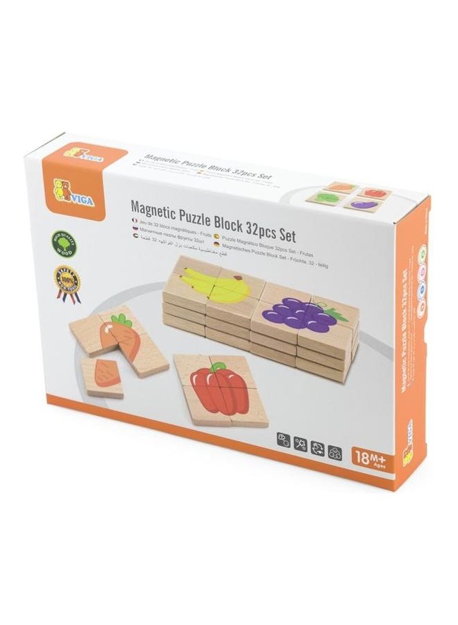 32-Piece Fruits Magnetic Puzzle Block Set 26x5x18.2cm