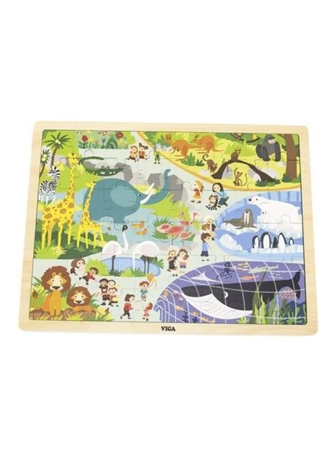 48-Piece Wooden Zoo Puzzle Set