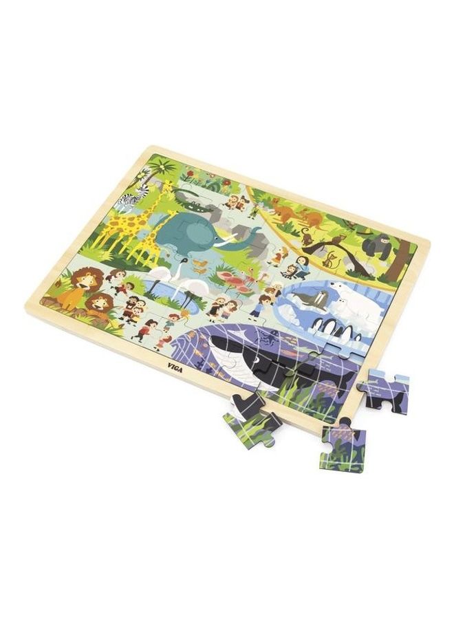 48-Piece Wooden Zoo Puzzle Set