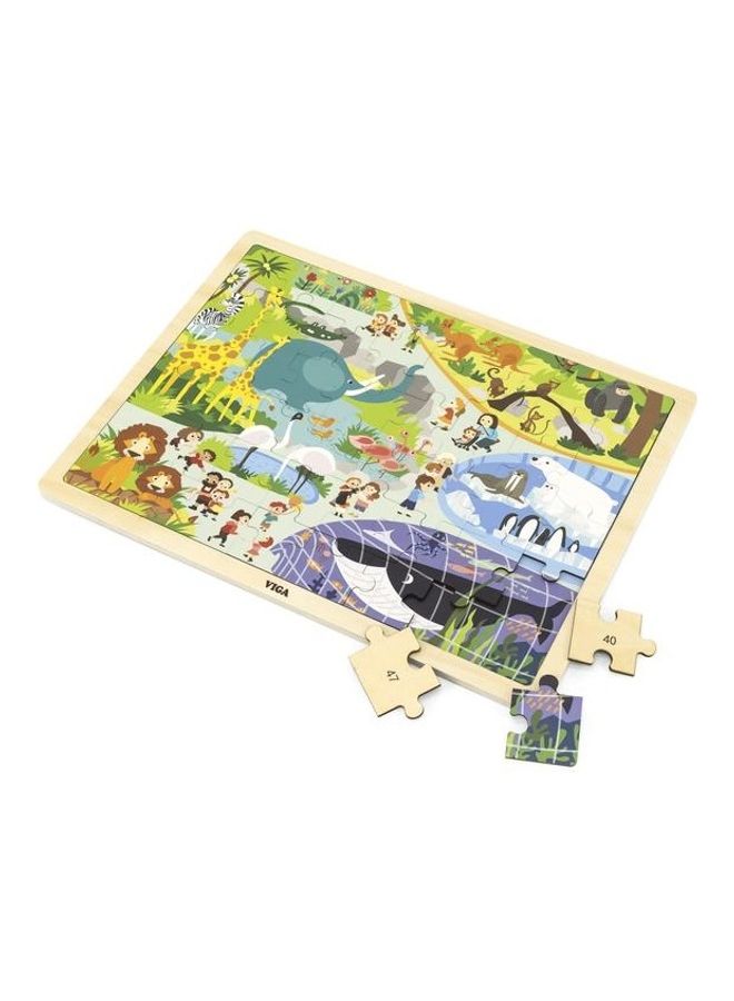 48-Piece Wooden Zoo Puzzle Set